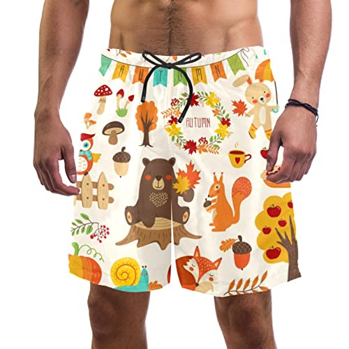 JDEZ Maillot de Bain Homme Automne Short de Plage Forêt