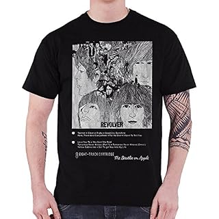 Rock Off Beatles Revolver 8 Track Men’s T-Shirt, Black (Large) - Les Beatles, Paul McCartney, John Lennon, RIngo Starr, George Harrison