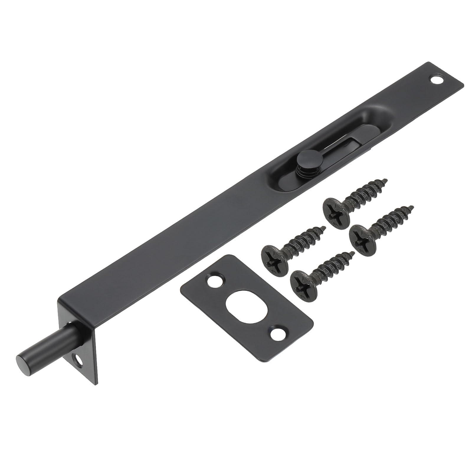 PATIKIL Flush Bolt 8" x 0.87", Stainless Steel French Door Lock Concealed Slide Double Door Latch for Wood Composite Double Door Black