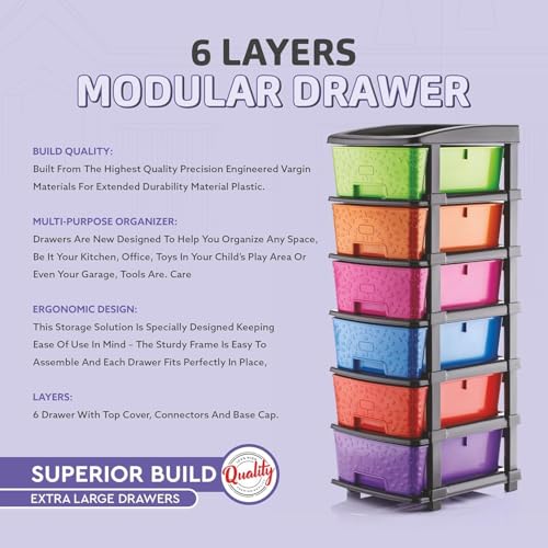 Image of 6XL Plastic Modular Drawer System for Home, Office, Hospital, Parlor, School, Doctors, Home and Kids, Product Dimension When assembeled
