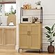 Lifewit 126 cm Küche Pantry Aufbewahrungsschrank mit Rattan Türen&justable Regale, Mikrowelle Stand Kaffee Bar Schrank für Esszimmer, Wohnzimmer, natürlich