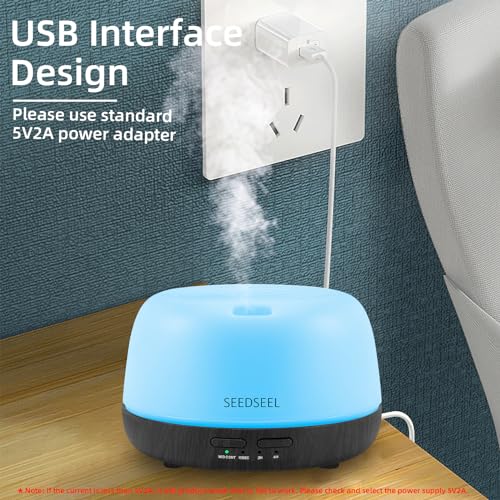 SEEDSEEL 300ML Essential Oil Diffuser, Cool Mist Aromatherapy Air Diffuser with Remote Control, USB-C Power Cord, 4 Timers and 7 Color LED Color Changing Light for Small Room, Bedroom, Home - Image 5