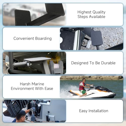 image for Fexhull Boat Trailer Steps (3 Steps) with Handle Fit for Most Bass Boa