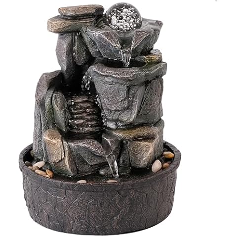 LEOM 4-Tier Tabletop Fountain with LED Lights Cover