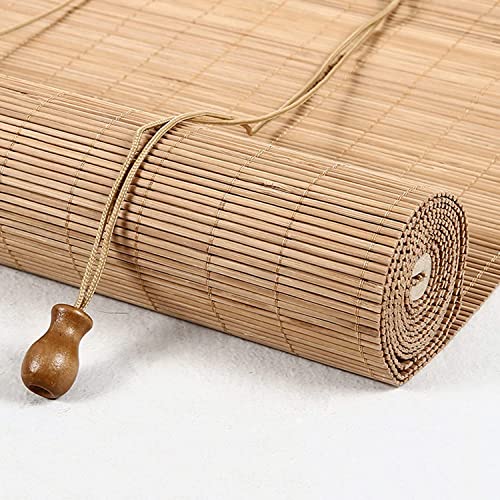 Straw Blinds, Bamboo Roller Blind for Outdoors, Carbonised Bamboo Window Blinds, Natural Reed Blind, Shade Curtain with Side Pull, Wooden Blinds, Easy to Hang, for Patio, Doors,W75xH120cm/30x47in Cover