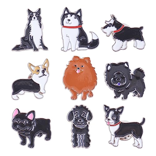 Image of Ornaland 9 Pieces Dog Brooch Pins Cute Animal Brooch Cartoon Siberian Dog Lapel Pins with Brass Butterfly Clutches Alloy Enamel Brooches Badges Jewelry for Backpacks Clothes Jackets Hats
