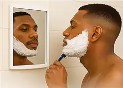 Espelho Quadrado 17 cm com Ventosa para Box de Vidro – Portátil Antiembaçante para Barbear Maquiagem (Branco)