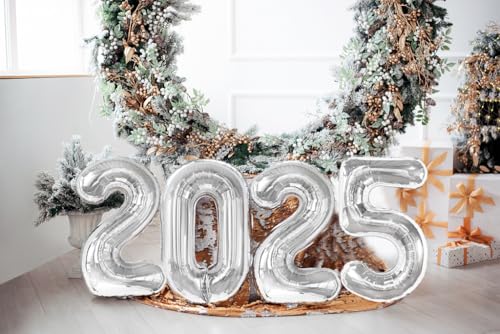 Image of Number Balloon Birthday Decorations, 40In Silver Balloons for Party | Eye-catching Appearance, Perfect Decorative Centerpieces, Convenient Self-sealing Structure, Widely for Various Occasions