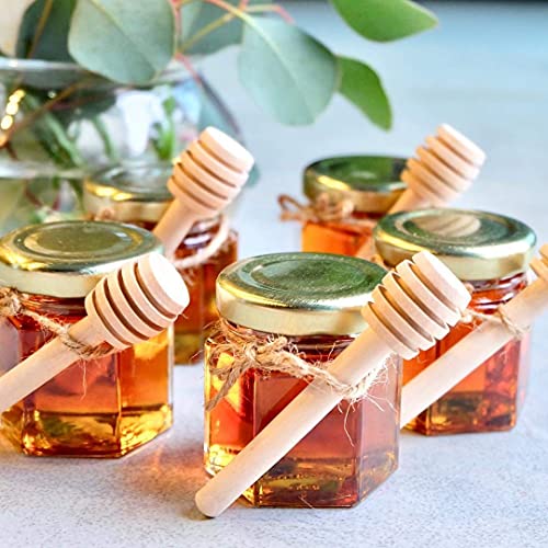 image for Rormket 24 Pack 1.5oz Glass Hexagon Honey Jars Gold Lids, Extra Wooden