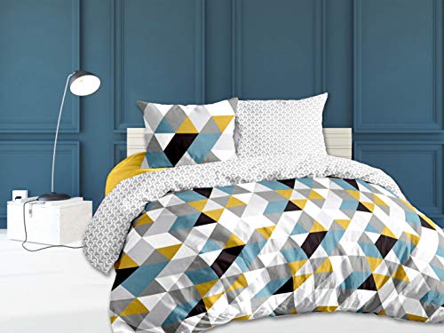 CALITEX Parure 3 pièces 260x240 cm SCANDINAVE, 100Pourcent_Coton, Multicolore, 260_x_240_cm