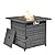 HUMMUH 30inch Square Propane Fire Pit Table,50,000 BTU Outdoor Gas Fire Pit with Lid and Lava Rock 2 in 1 Steel Fire Table for Porch Backyard Deck Balcony - Grey