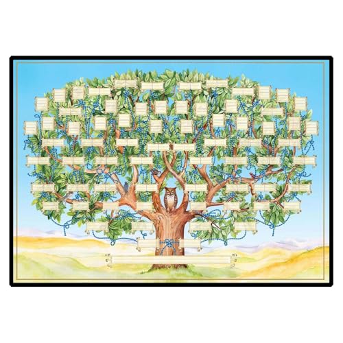 Släktträd grafik canvas 6 generationers fyllbar familjehistoria släktforskning fotoduk kreativ gåva | stort format 60 x 90 cm perfekt för vardagsrum