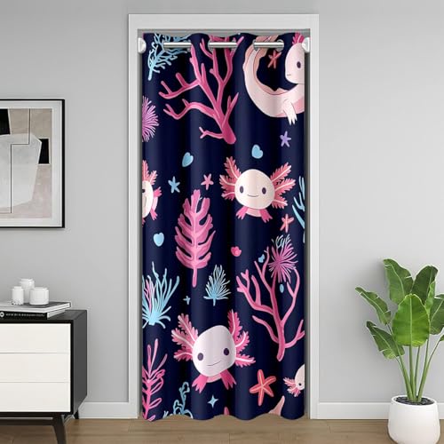 Homemissing Axolotl Juego de ropa de cama 150 x 203 cm 1 panel lindo juego de edredón Kawaii mar vida marina funda nórdica dibujos animados salamandra colcha cubierta decoración habitación rosa negro