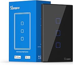 Interruptor Inteligente SONOFF, TX T0 Interruptor Touch Inteligente, Painel de Vidro Temperado, Tensão 100-240V, Funciona com Alexa e Google Home (T3 3 Botões)