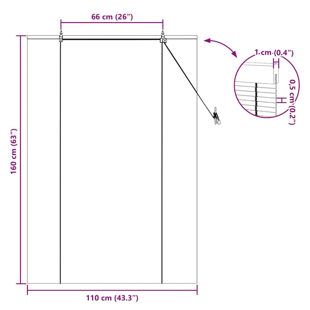 Store Enrouleur en Bambou Marron 110 x 160 cm avec Fixation intérieure ou extérieure, Filtre partiel de lumière, Protection UV, Design Naturel pour intérieur ou extérieur