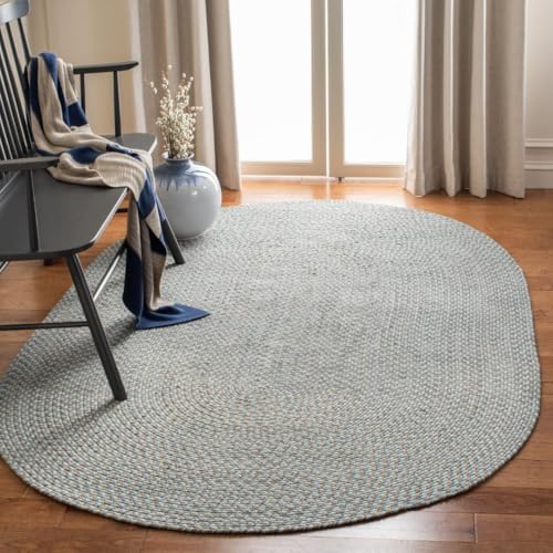 SAFAVIEH Braided Collection 4 x 6 Oval Multi BRD170A Handmade Country Cottage Reversible Cotton Area Rug