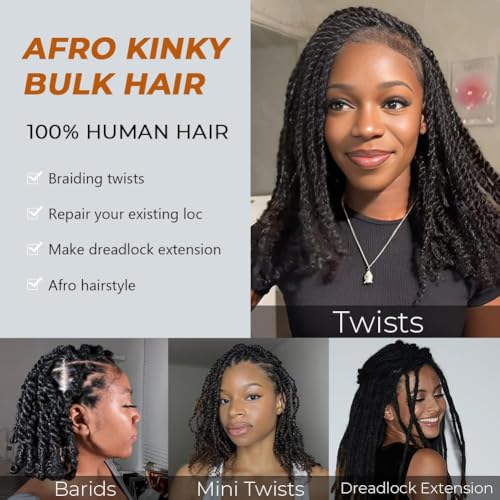 Cheveux humains afro kinkys durables pour extensions de dreadlocks