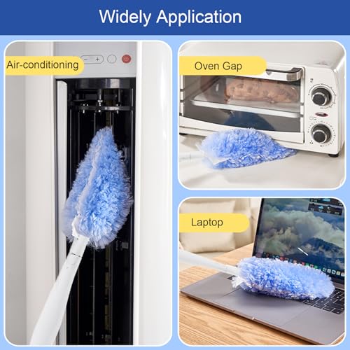 Image of 30P Duster Refills Compatible with S wiffer Dusters, Multi Surface 360 Heavy Duty Duster Refills with 4X Fluffy Fiber, Dust Removal Tools Refill Replacenments Cleaning Dusters with Handle - Blue