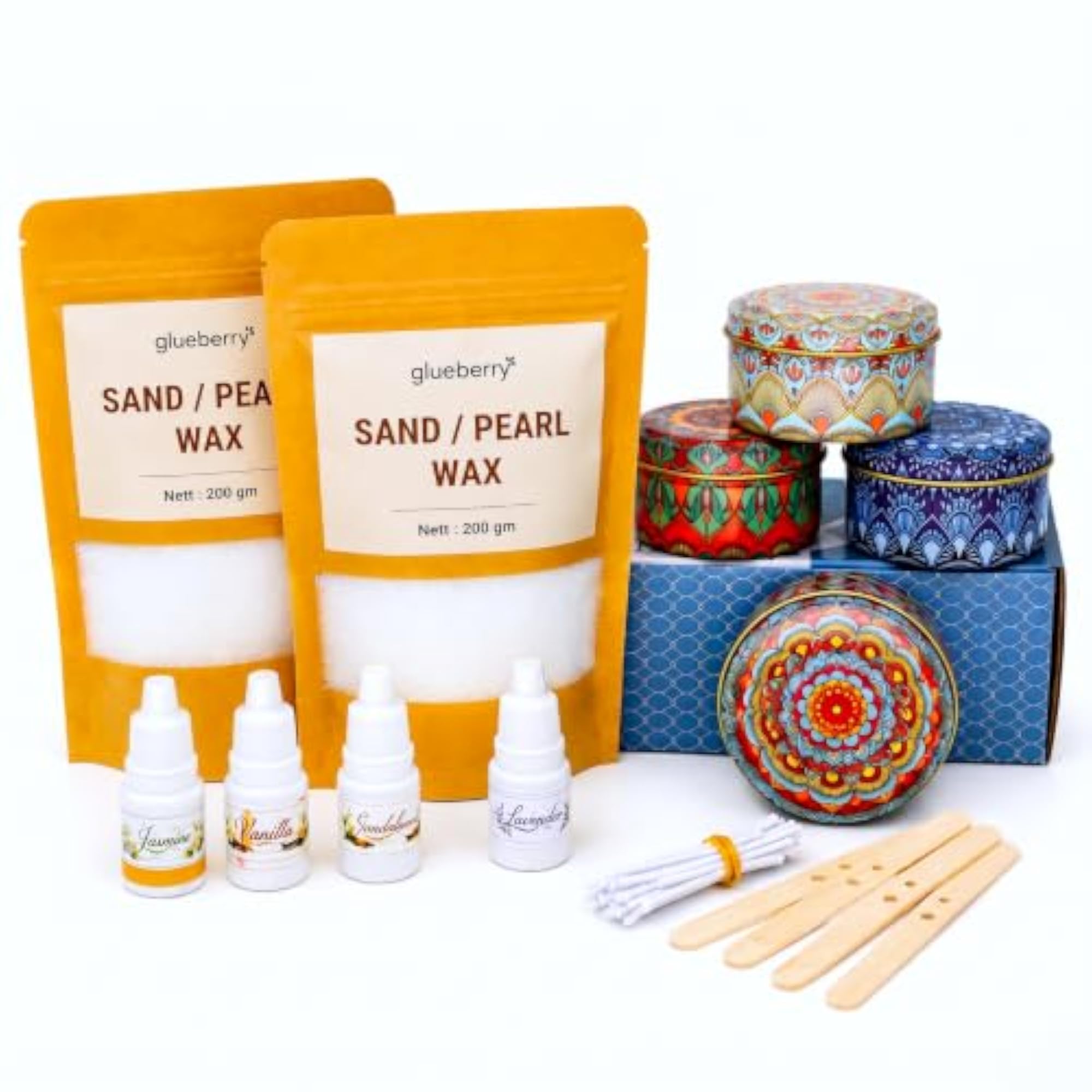 DIY Mandala Sand Wax Candle Making Kit with Decorative Containers
