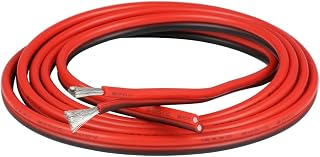 BNTECHGO 14 Gauge Flexible 2 Conductor Parallel Silicone Wire Red Black High Resistant 200 deg C 600V for Single Color LED Strip Extension Cable Cord,Model,5ft Stranded Tinned Copper Wire