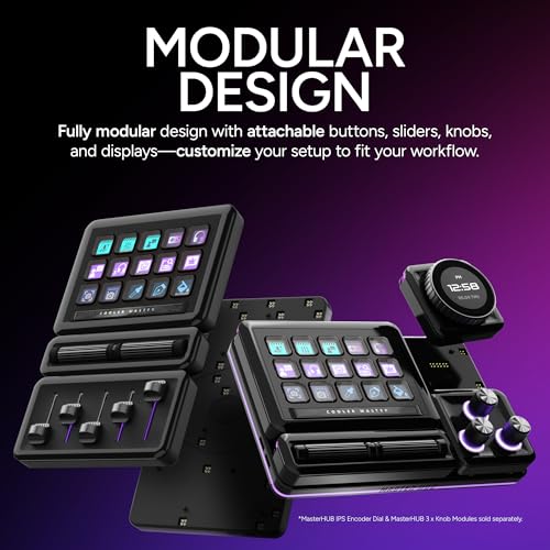 Image of Cooler Master MasterHUB Creator Kit: Freeform 2.0 Modular Platform - Allows You to Customize with Base, 15xKeys IPS Display, 2xRoller, and 5xFader Modules - Empowering Your Workflow