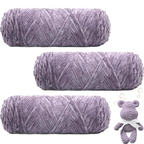 Maxee 300g(3×100g) Samtig Babywolle, Samt Velvet Wolle Chenille Garn, Kuschelweich Chenillegarn, Flauschige Weich Plüschwolle, Häkelgarn Wolle Zum Stricken & Häkeln-11