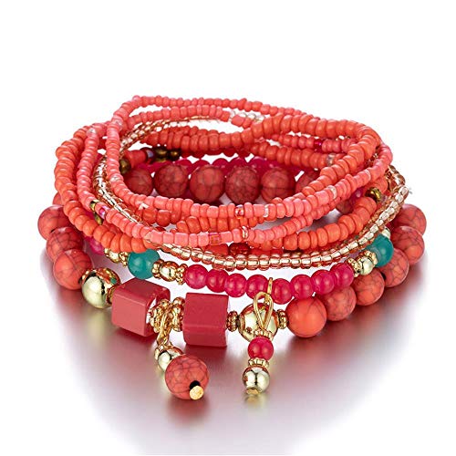 Caiyao 6 Sets Bohemian Stackable Bead Bracelets Multilayered Stretch Bracelet Set Multicolor Jewelry Sets Boho Pendant Charm Bangles Bracelet Handmade Tassel Strand Bracelet For Women Girls thumb #4