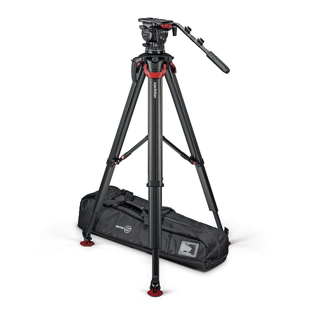 Sachtler aktiv12T 100mm Fluid Head with flowtech 100 Carbon Fiber Tripod and Mid-Level Spreader