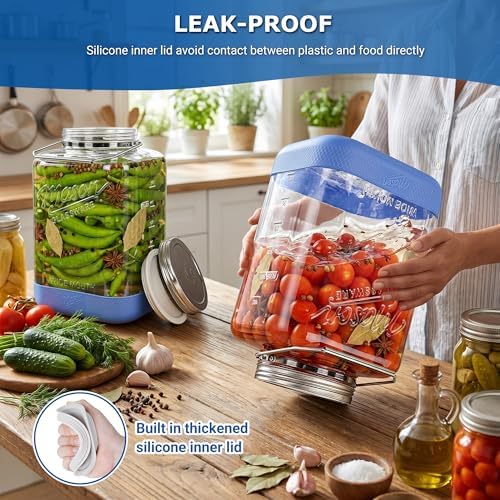 2 Gallon Glass Jars with Metal Lid, Large Mason Jars, 4.3" Wide Mouth, 2PCS — view 2