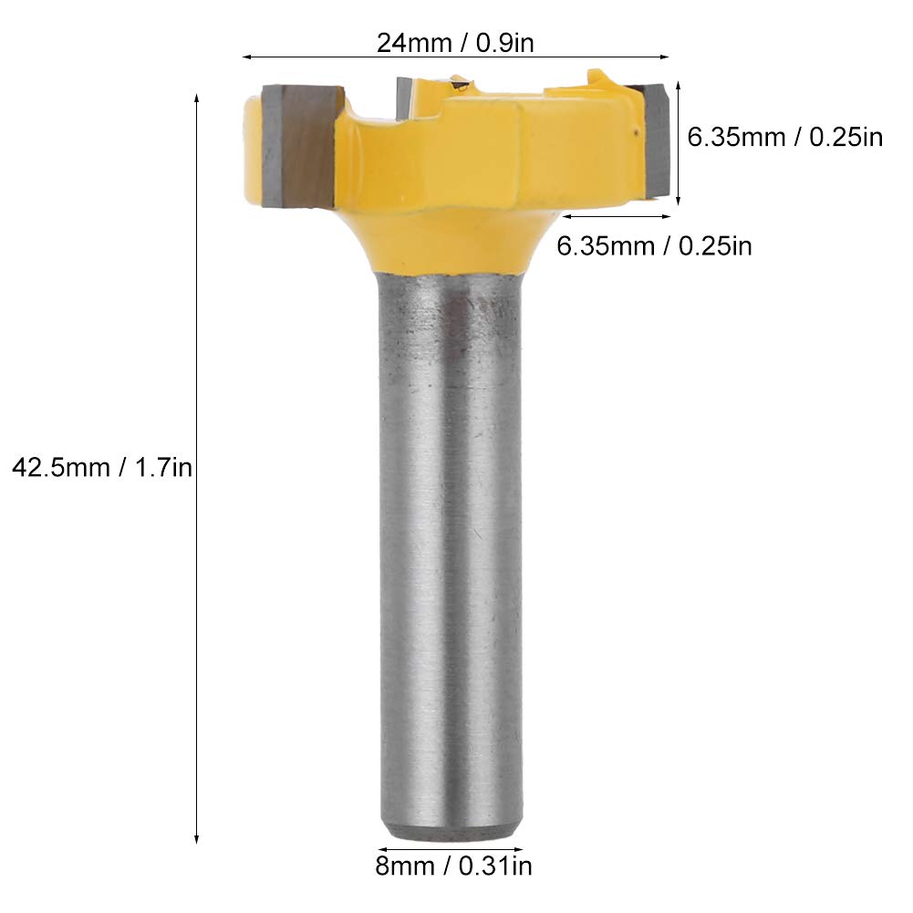 CNC Spoilboard Surfacing frez, maksymalna średnica cięcia 24 mm 1/4" głębokość szczelina 3 frezy z powłoką fletową, do frezarek do drewna (8 mm Shank)