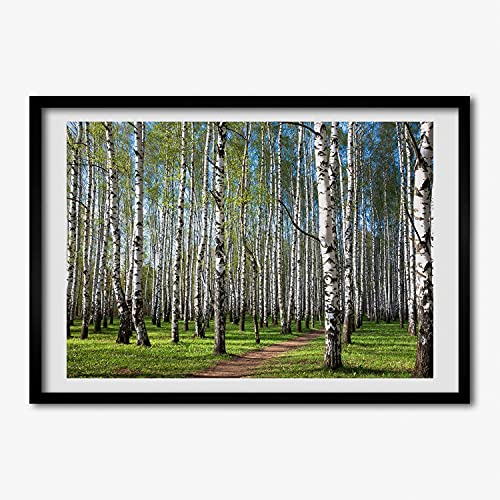 Tableau Cadre MDF 70x50 cm Tulup Foret de Bouleaux Décoration Murale Salon
