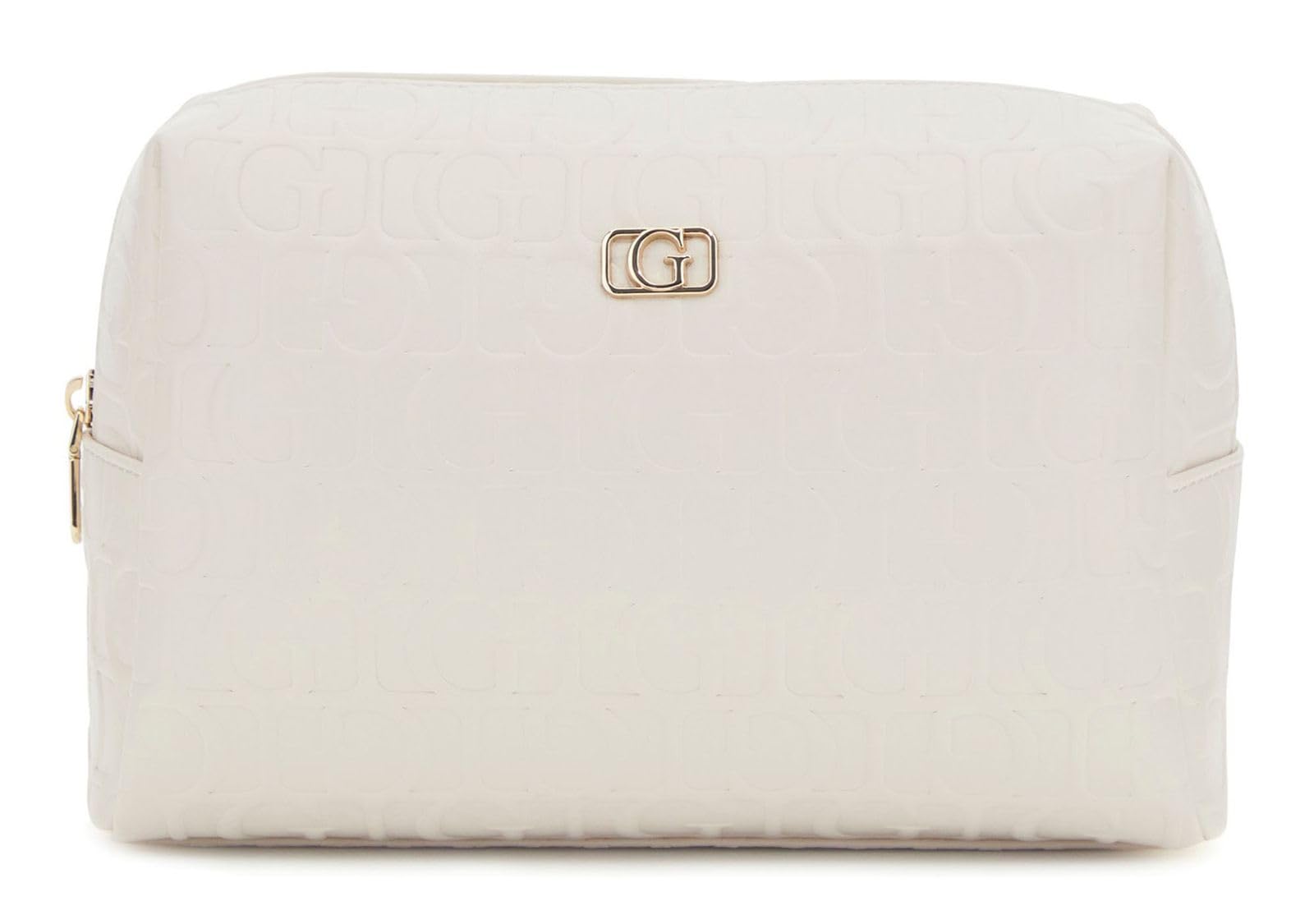 Guess Television Large Top Zip Cosmetic Bag Stone-image