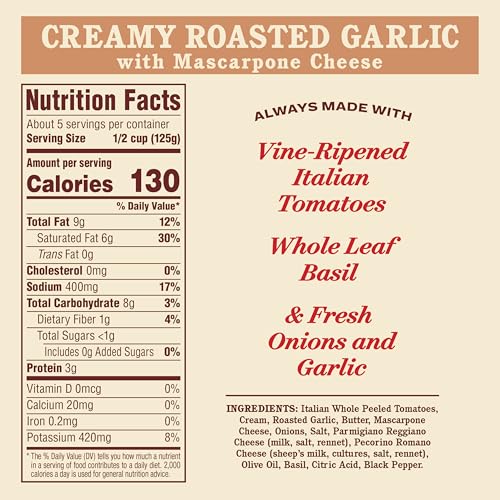 Image of RAOS Creamy Roasted Garlic Pasta Sauce, 24 OZ (Pack of 2)