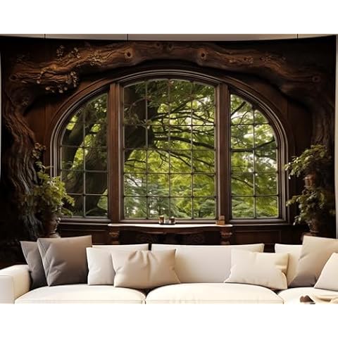 QGHOT Outdoor Forest Tapestry Wall Mural Cover