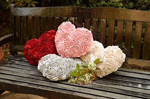 Jwh 3D Flower Throw Pillow Covers Decorative Heart Shaped Cushion Valentines Day Accent Pillow Case Handmade Pillowcase Romantic For Girls Couch Bed Bedroom 14X16 Inch Light Grey #TOP6