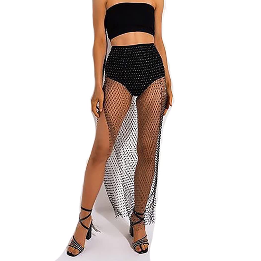 Sparkly See Through Mesh Dress Black Rhinestone Kuwait Ubuy