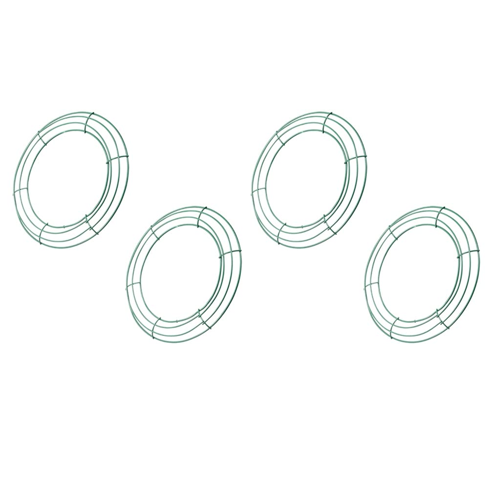 Cadre couronne de Noël métal vert 14 anneaux | Support pour art floral et décoration de table