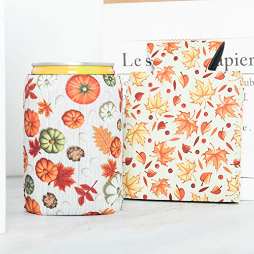 HaiMay 10 Pieces Thanksgiving Beer Can Sleeves Beer Can Coolers Neoprene Drink Cooler Sleeves for Cans and Bottles, Festival Styles