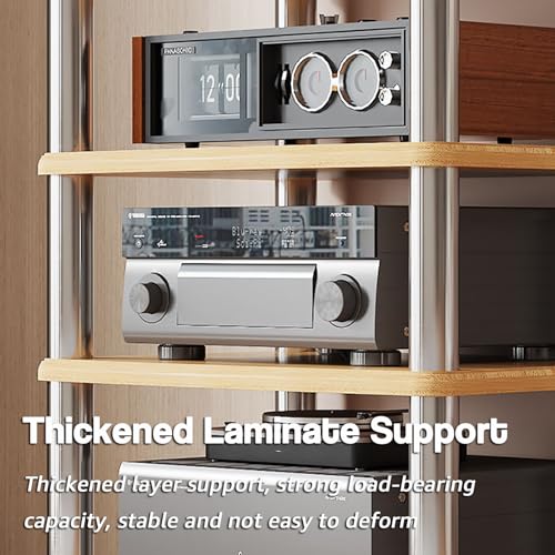 Torre multimedia y soporte para AV de 3 niveles negro estantes para reproductores de CD y DVD 5