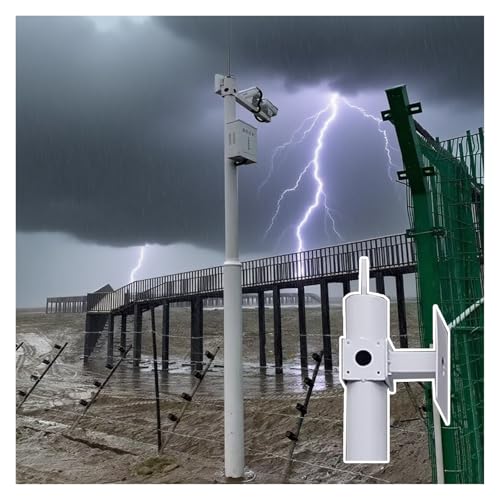 Genérico Soporte Ajustable y Resistente a la Intemperie para cámaras de Seguridad, Poste Universal de 6 Metros con Brazo Transversal de 10-30 cm, Ideal para Sistemas de vigilancia y monitoreo en exte