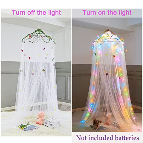Image of FIOBEE Bed Canopy for Girls Room with LED Light Kids Toddler Bedroom Decor