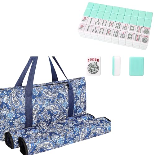 Bolsa azul para mahjong americano con fichas 1.2" miniatura 1