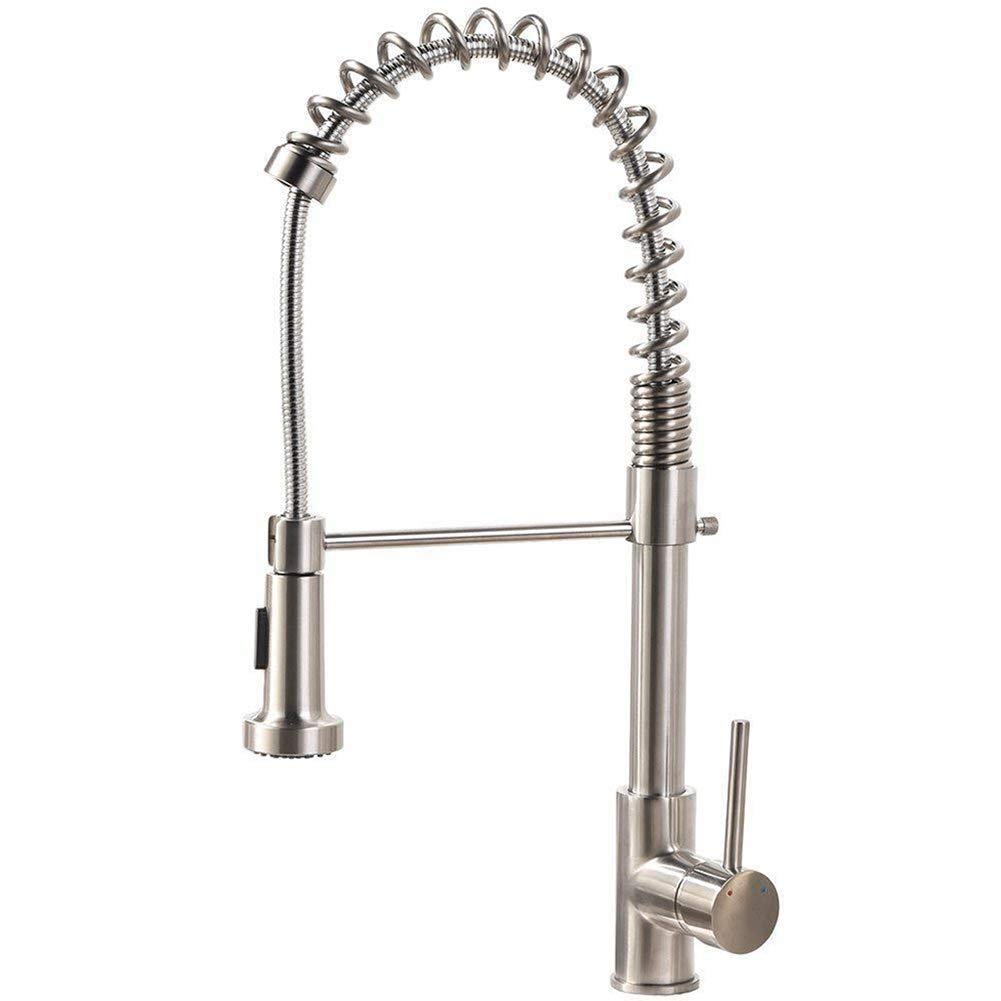 Grifo de fregadero extractor con mezclador monomando y líneas de agua para cocina