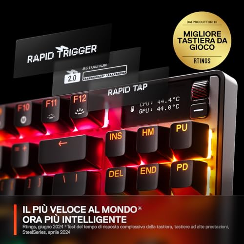 SteelSeries Apex Pro TKL Wireless Gen 3 Tastiera Wireless Gaming - HyperMagnetic OmniPoint 3.0 switch - Attuazione regolabile - Innesco rapido - Tocco rapido/SOCD - OLED - RGB - USB-C - US QWERTY - Immagine 1