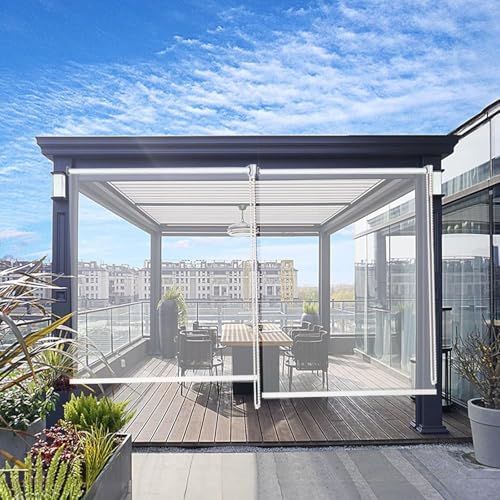 Persianas enrollables para jardín Exterior Transparentes,pérgolas y toldos Verticales para Ventanas a Prueba de Lluvia y Polvo,W160xH180cm