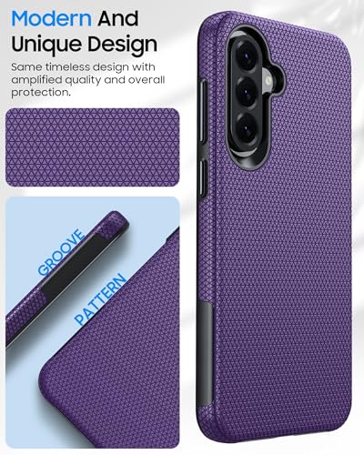 Image of for Galaxy A37+A36+A56 5G Phone Case, Triangular Anti-Slip Textured, Military Grade Drop Protection Samsung A37 5g case, 14ft Drop Tested, TPU+PC Dual Layer Shockproof Cover for A37 (Purple)