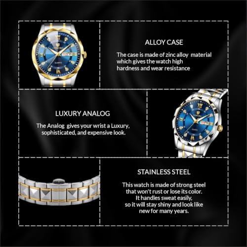 Image of LONGBO Zenith Diamond Analog Watch for Men Business Stainless Steel Watches Luxury Men's Wristwatch | Birthday Gift for Men | Gift for Husband | Gift for Brother