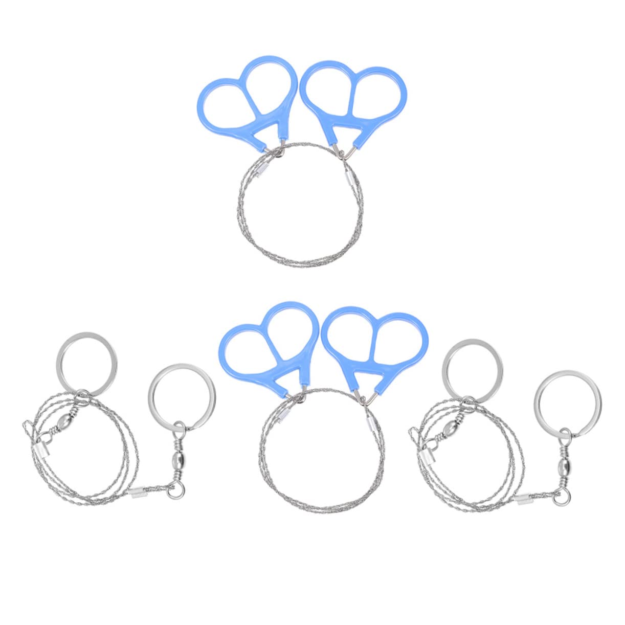 POPETPOP 2sets Outdoor Emergency Cutting Saws Portable Wire Saws Survival Stainless Steel Material Comfortable Pull Rings for Camping 4pcs*2