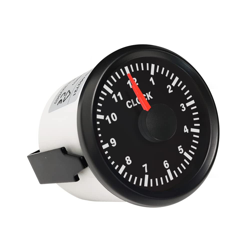 ELING Zegar Licznikowy Format 12-Godzinny z Podświetleniem 52mm(2") 12V 24V do Samochodów Ciężarowych