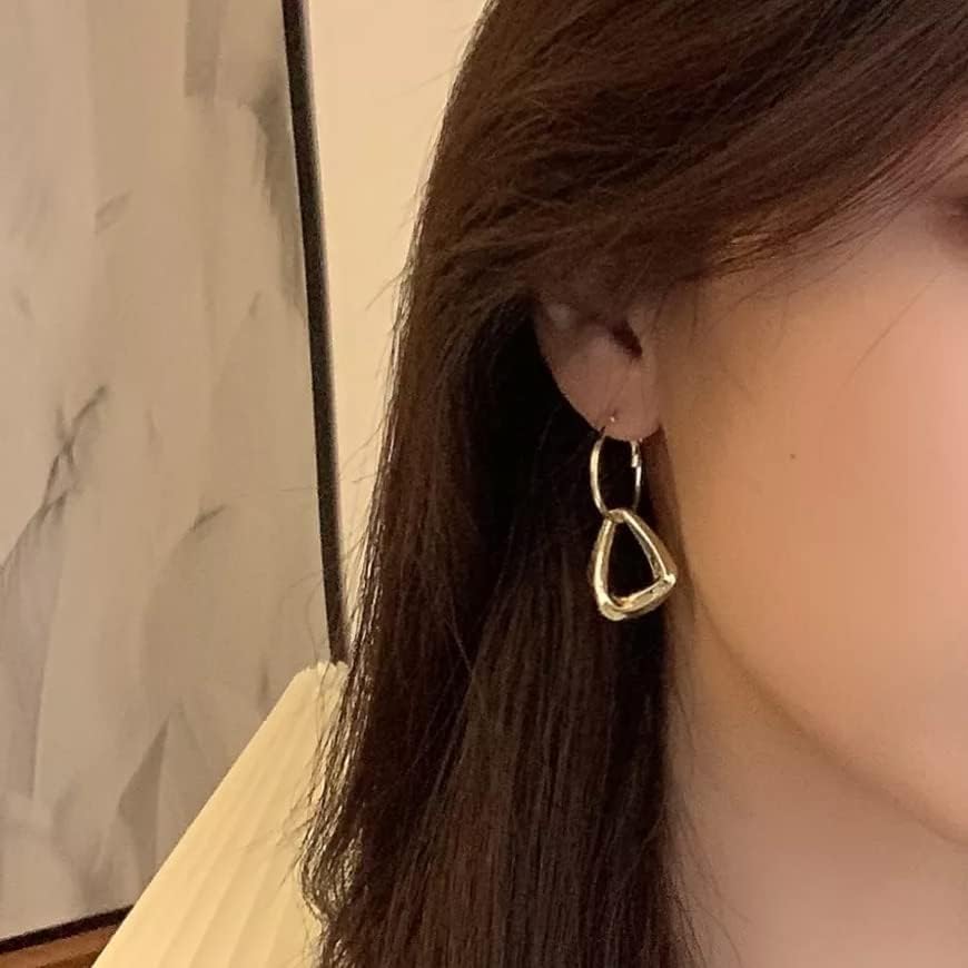 AYNN 925 Sterling Silver Post Gold Plated Geometric Triangle Layered Earrings Jewelry for Women Hypoallergenic - Image 3